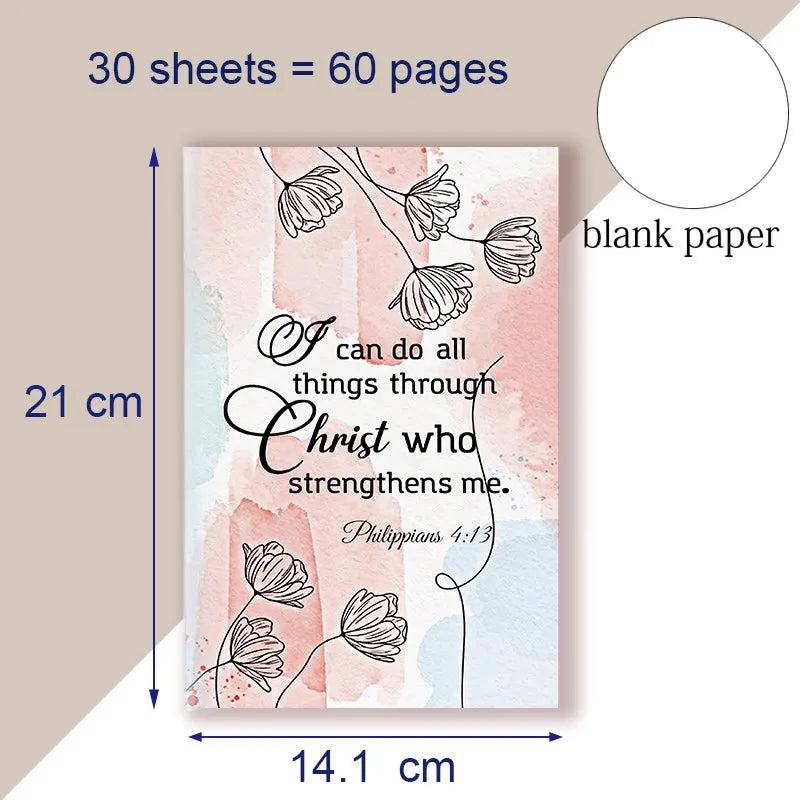 A5 Notebook Writing Note Book Philippians 4:13 Quote - I Can Do All Things Through Christ Who Strength Me - Christ Bible Faith