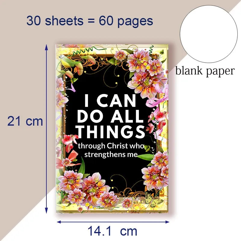 A5 Notebook Writing Note Book Philippians 4:13 Quote - I Can Do All Things Through Christ Who Strength Me - Christ Bible Faith