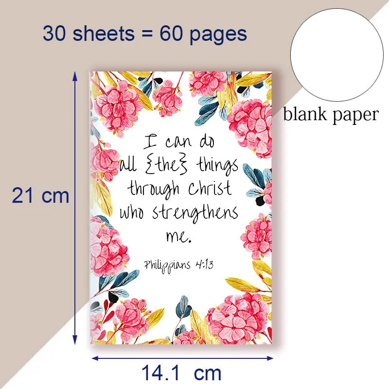 A5 Notebook Writing Note Book Philippians 4:13 Quote - I Can Do All Things Through Christ Who Strength Me - Christ Bible Faith