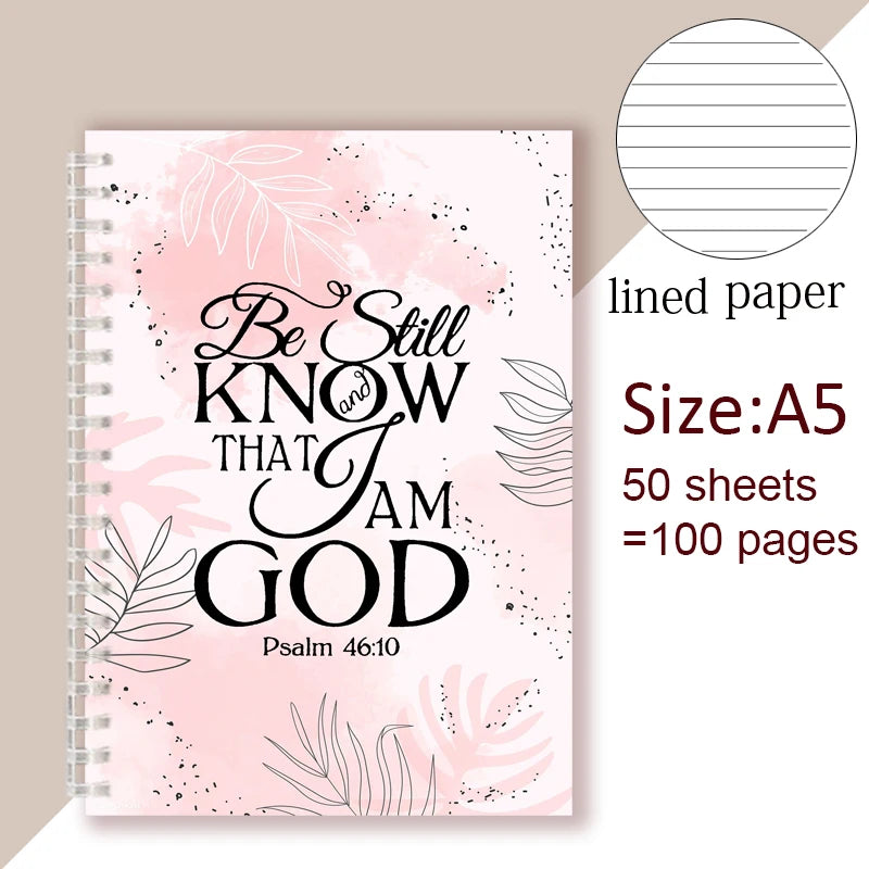 Christian Quote Psalm 46 10 Verse - Be Still and Know That I Am GOD - Spiral Notebook Bible Note Book Wisdom Vibes Faith Words