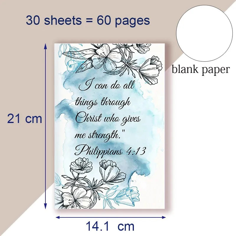 A5 Notebook Writing Note Book Philippians 4:13 Quote - I Can Do All Things Through Christ Who Strength Me - Christ Bible Faith