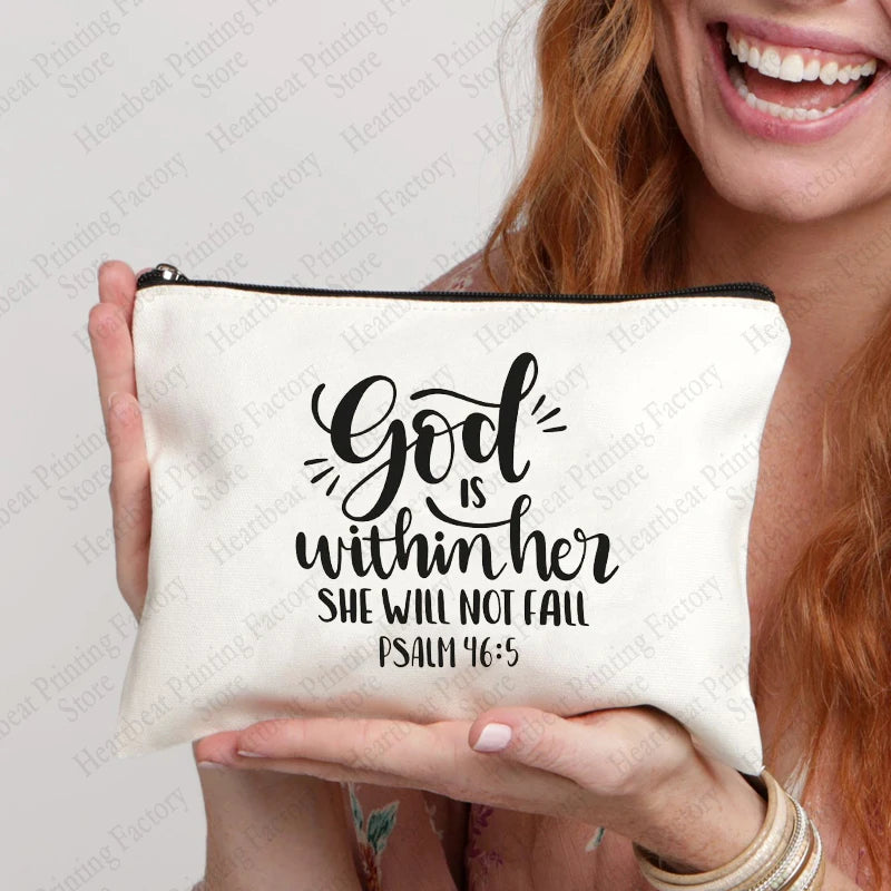 Be The Light Pattern Religious Gifts Church Canvas Make Up Bag God Illustration Cosmetics Pouch Christian Gifts for Women Wallet