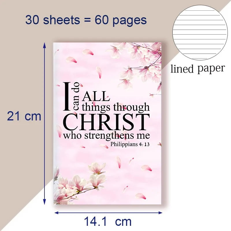 A5 Notebook Writing Note Book Philippians 4:13 Quote - I Can Do All Things Through Christ Who Strength Me - Christ Bible Faith