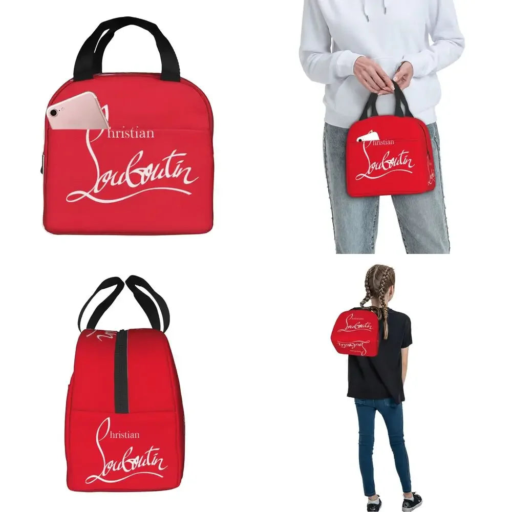 Christianed High Heels Louboutined Insulated Lunch Bags Cooler Bag Lunch Container Lady Beauty Lunch Box Tote School Outdoor