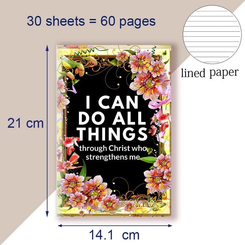 A5 Notebook Writing Note Book Philippians 4:13 Quote - I Can Do All Things Through Christ Who Strength Me - Christ Bible Faith