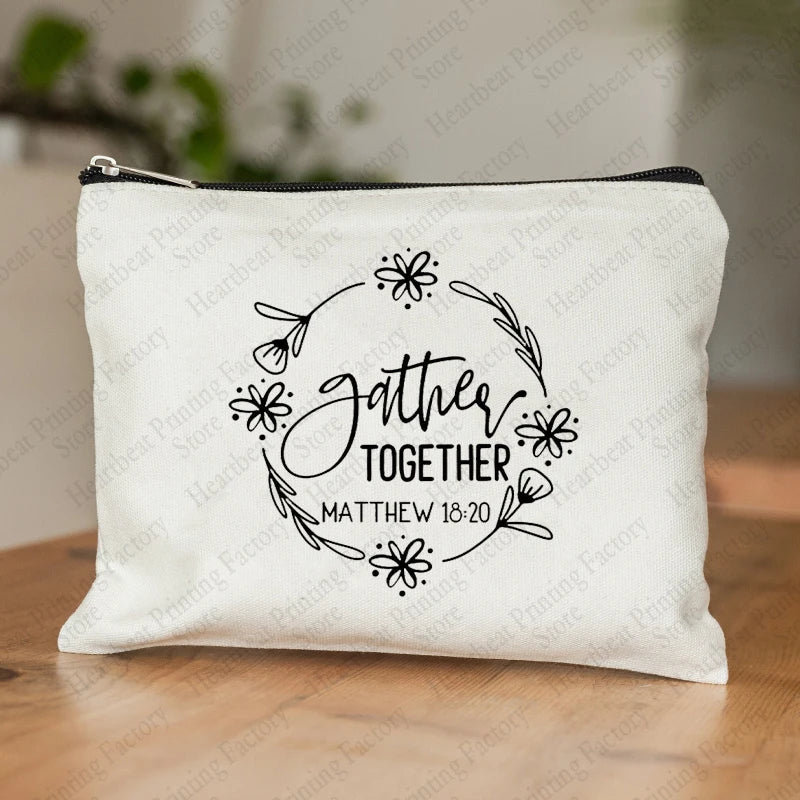 Be The Light Pattern Religious Gifts Church Canvas Make Up Bag God Illustration Cosmetics Pouch Christian Gifts for Women Wallet