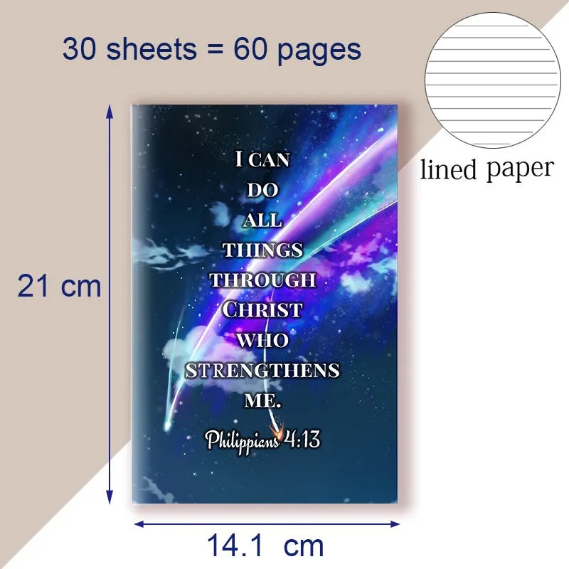 A5 Notebook Writing Note Book Philippians 4:13 Quote - I Can Do All Things Through Christ Who Strength Me - Christ Bible Faith