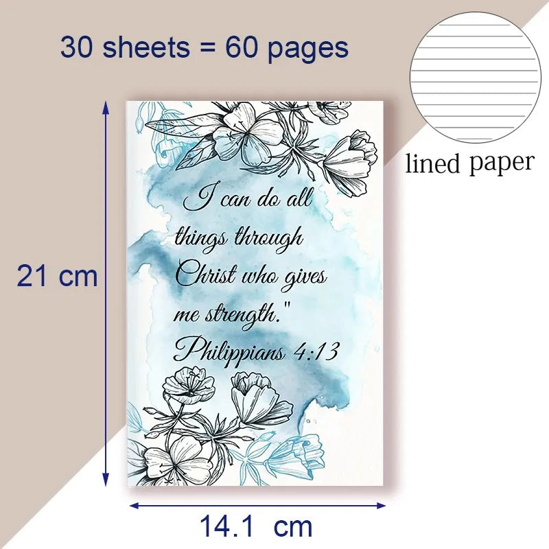 A5 Notebook Writing Note Book Philippians 4:13 Quote - I Can Do All Things Through Christ Who Strength Me - Christ Bible Faith