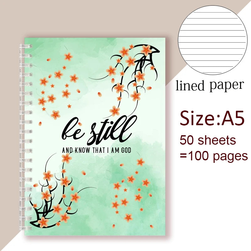 Christian Quote Psalm 46 10 Verse - Be Still and Know That I Am GOD - Spiral Notebook Bible Note Book Wisdom Vibes Faith Words