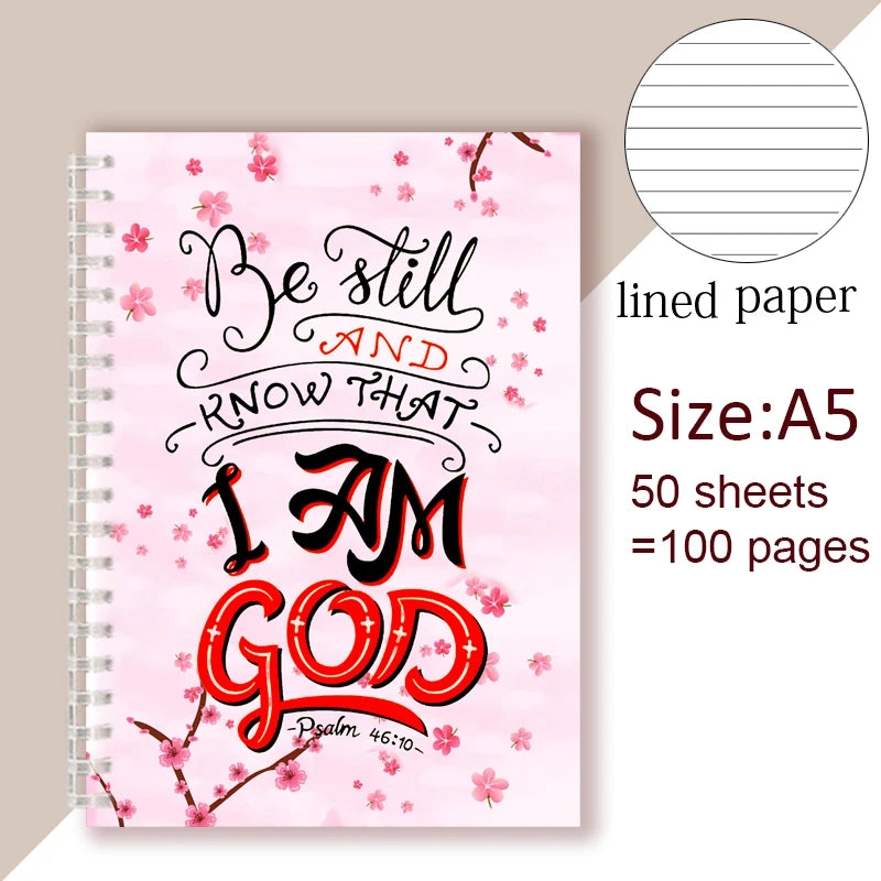 Christian Quote Psalm 46 10 Verse - Be Still and Know That I Am GOD - Spiral Notebook Bible Note Book Wisdom Vibes Faith Words