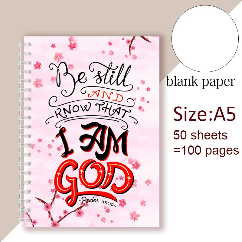 Christian Quote Psalm 46 10 Verse - Be Still and Know That I Am GOD - Spiral Notebook Bible Note Book Wisdom Vibes Faith Words