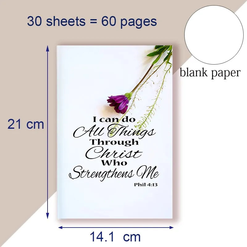 A5 Notebook Writing Note Book Philippians 4:13 Quote - I Can Do All Things Through Christ Who Strength Me - Christ Bible Faith