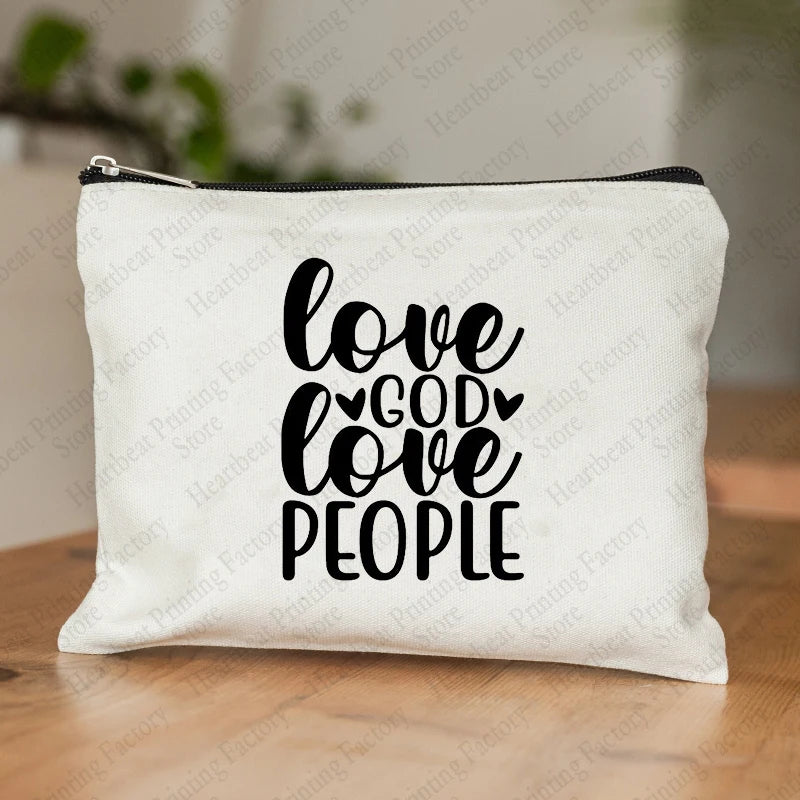 Be The Light Pattern Religious Gifts Church Canvas Make Up Bag God Illustration Cosmetics Pouch Christian Gifts for Women Wallet