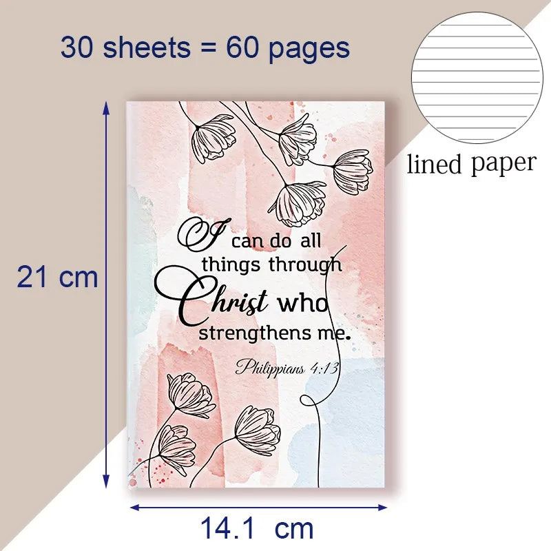 A5 Notebook Writing Note Book Philippians 4:13 Quote - I Can Do All Things Through Christ Who Strength Me - Christ Bible Faith