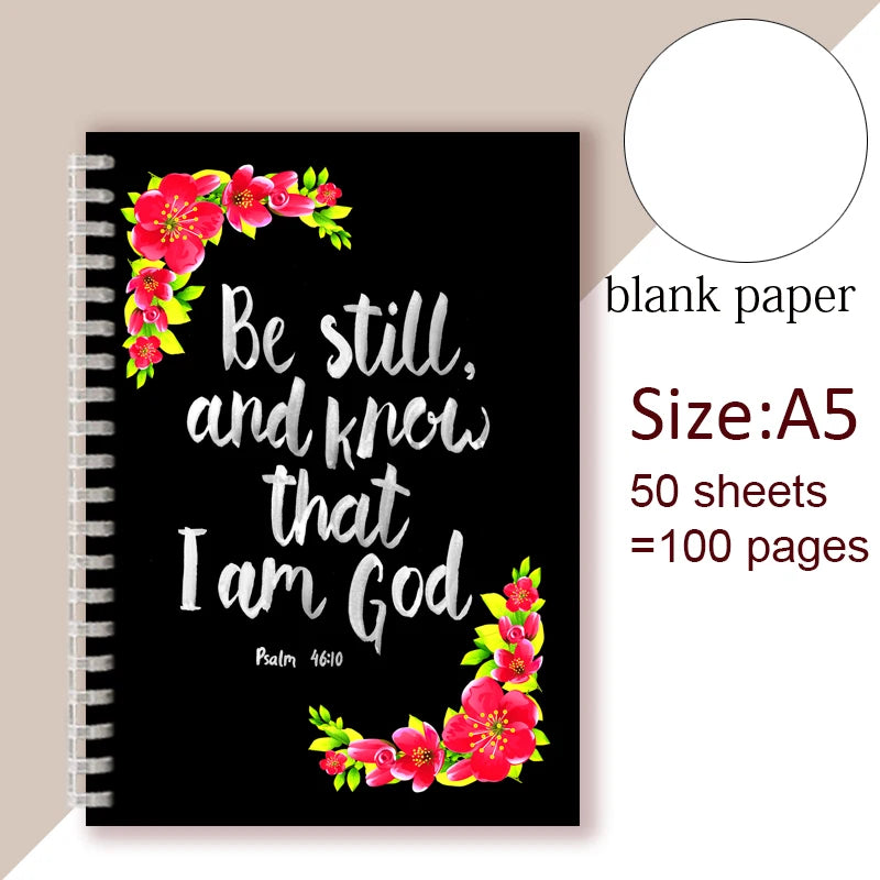 Christian Quote Psalm 46 10 Verse - Be Still and Know That I Am GOD - Spiral Notebook Bible Note Book Wisdom Vibes Faith Words