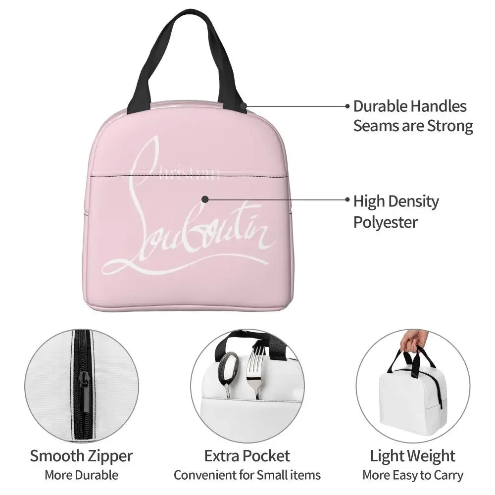 Christianed High Heels Louboutined Insulated Lunch Bags Cooler Bag Lunch Container Lady Beauty Lunch Box Tote School Outdoor