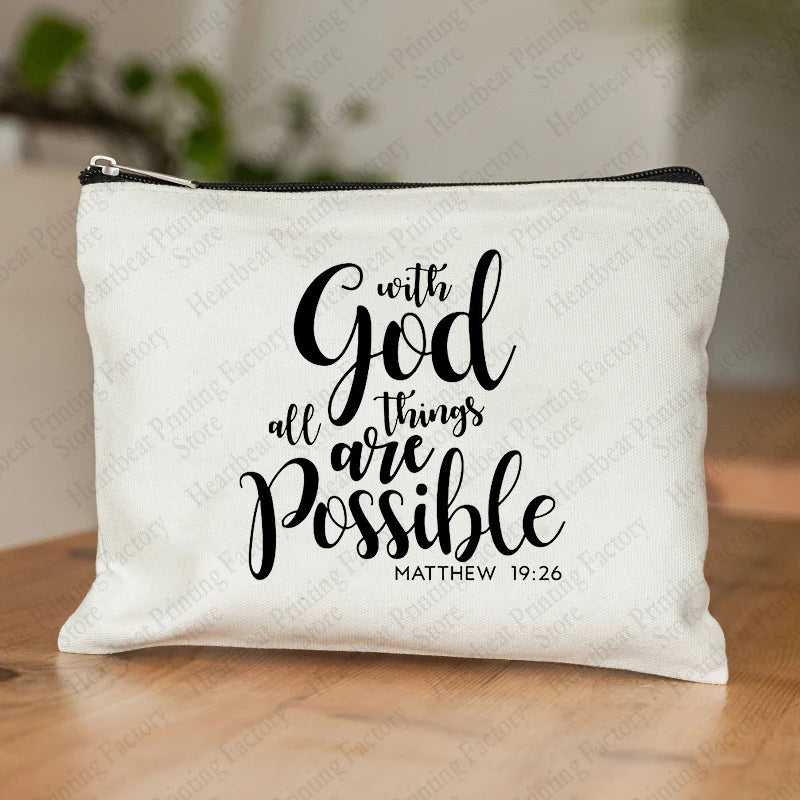 Be The Light Pattern Religious Gifts Church Canvas Make Up Bag God Illustration Cosmetics Pouch Christian Gifts for Women Wallet