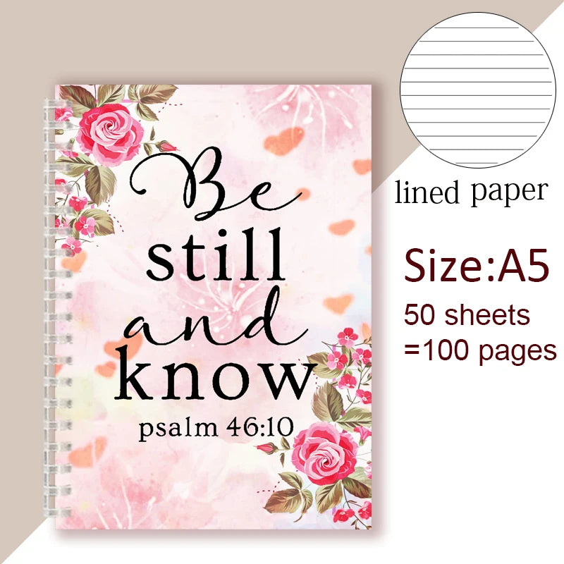 Christian Quote Psalm 46 10 Verse - Be Still and Know That I Am GOD - Spiral Notebook Bible Note Book Wisdom Vibes Faith Words