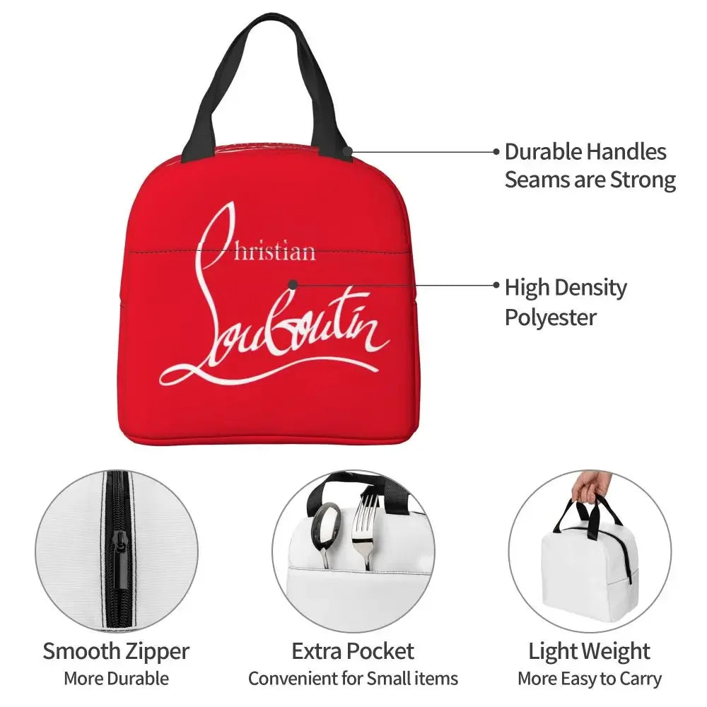 Christianed High Heels Louboutined Insulated Lunch Bags Cooler Bag Lunch Container Lady Beauty Lunch Box Tote School Outdoor