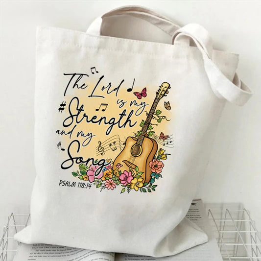 Christians Gift Canvas Shoulder Bag Wildflower Letter Print Purses and Handbags Funny Religious Christian Faith Shopping Bags