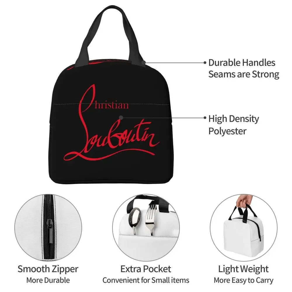 Christianed High Heels Louboutined Insulated Lunch Bags Cooler Bag Lunch Container Lady Beauty Lunch Box Tote School Outdoor