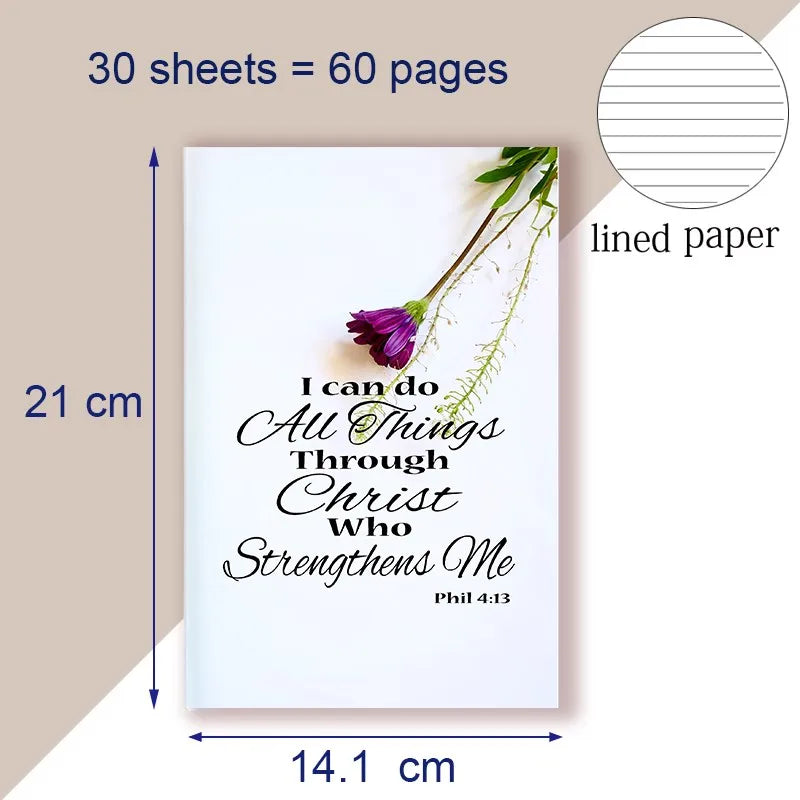 A5 Notebook Writing Note Book Philippians 4:13 Quote - I Can Do All Things Through Christ Who Strength Me - Christ Bible Faith