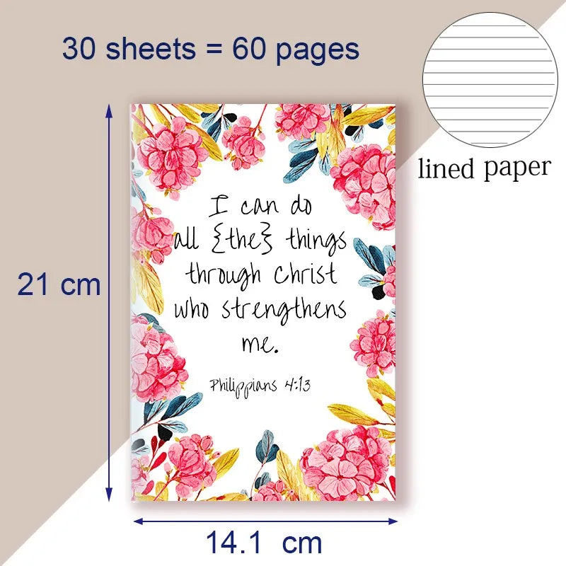 A5 Notebook Writing Note Book Philippians 4:13 Quote - I Can Do All Things Through Christ Who Strength Me - Christ Bible Faith